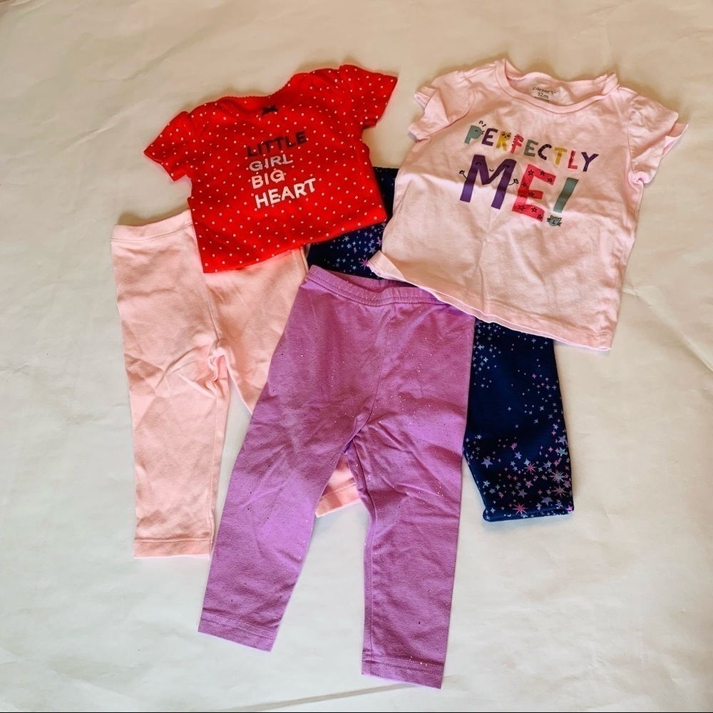 5 piece Bundle little girls clothes 12 months Bodysuit T-shirt legging pants